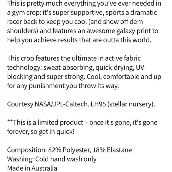 Galaxy blue racer crop blackmilk - Picture 2 of 2